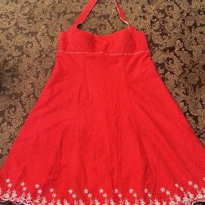 Cute Little Red And White Backless and Strapless Summer Dress-GREAT SHAPE